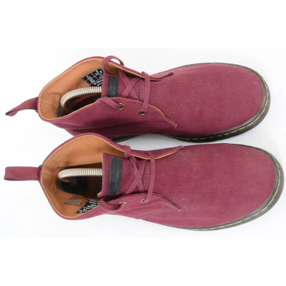 Dr. Martens Men's 9 WMNS 10 Mayport Overdyed Twill Canvas Lace Low Boots Oxblood